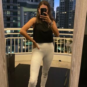 alo yoga white moto leggings